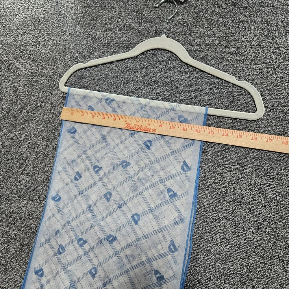 Blue White Plaid‎ Logo Print Sheer Rectangular Neck Scarf Neckerchief 13x26